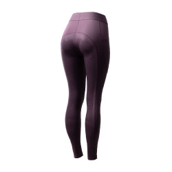 Legging d'équitation Horze Maia fond intégral femme Prune noir Violet