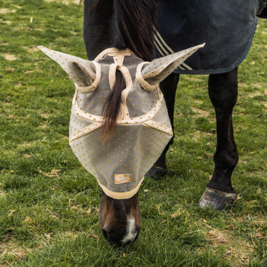 Kentucky vliegenmasker met hart, met oren en neus Beige met ruitjes