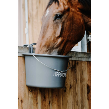 Mangeoire Hippotonic à crochets et anse Gris foncé