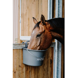 Mangeoire Hippotonic à crochets et anse Gris foncé