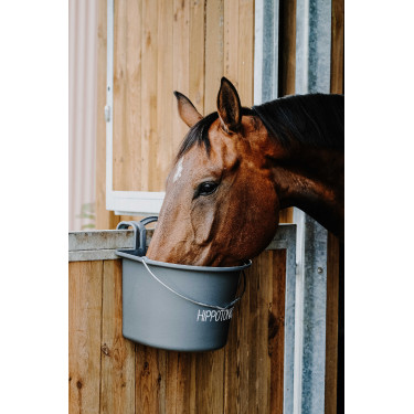 Mangeoire Hippotonic à crochets et anse Gris foncé