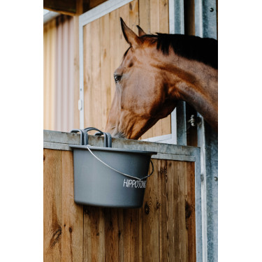 Hippotonic voederbak met haken en handvat Donkergrijs