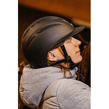 Equithème Agris helm met brede klep Zilverzwart