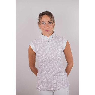 Polo de concours Pénélope Seville Blanc / logo rose