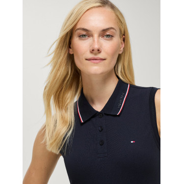 Cordova mouwloze polo voor dames van Tommy Hilfiger Equestrian Woestijnlucht Blauw