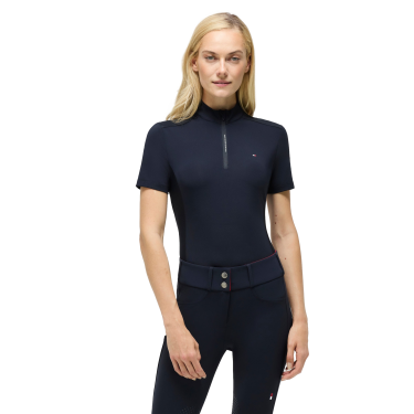 T-shirt d'entrainement Tommy Hilfiger Equestrian Palma 1/4 Zip femme manches courtes Desert sky Bleu T-shirt d'entrainement Tommy Hilfiger Equestrian Palma 1/4 Zip femme manches courtes Desert sky Bleu