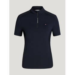 Tommy Hilfiger Equestrian Palma trainingsshirt 1/4-zip dames met korte mouwen Woestijnlucht Blauw Tommy Hilfiger Equestrian Palma trainingsshirt 1/4-zip dames met korte mouwen Woestijnlucht Blauw