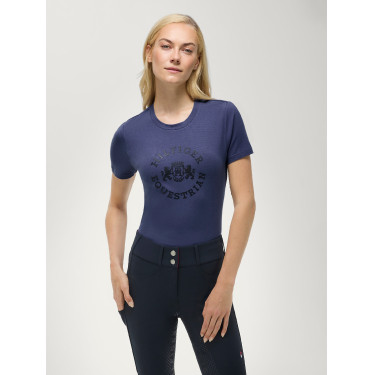 Dames T-shirt met korte mouwen Pasadena Tommy Hilfiger Equestrian Verbleekt indigo Blauw Dames T-shirt met korte mouwen Pasadena Tommy Hilfiger Equestrian Verbleekt indigo Blauw