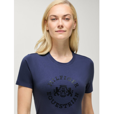 Dames T-shirt met korte mouwen Pasadena Tommy Hilfiger Equestrian Verbleekt indigo Blauw Dames T-shirt met korte mouwen Pasadena Tommy Hilfiger Equestrian Verbleekt indigo Blauw