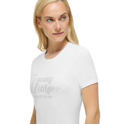 T-shirt manches courtes strass Tommy Hilfiger Equestrian Malibu femme Blanc optique T-shirt manches courtes strass Tommy Hilfiger Equestrian Malibu femme Blanc optique