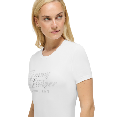 T-shirt met korte mouwen met strass Tommy Hilfiger Equestrian Malibu dames Optisch wit
