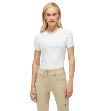 T-shirt manches courtes strass Tommy Hilfiger Equestrian Malibu femme Blanc optique T-shirt manches courtes strass Tommy Hilfiger Equestrian Malibu femme Blanc optique