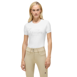 T-shirt met korte mouwen met strass Tommy Hilfiger Equestrian Malibu dames Optisch wit