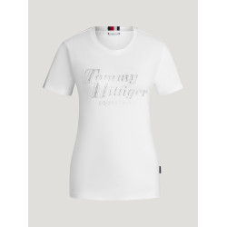 T-shirt met korte mouwen met strass Tommy Hilfiger Equestrian Malibu dames Optisch wit