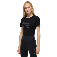 T-shirt met korte mouwen met strass Tommy Hilfiger Equestrian Malibu dames Zwart