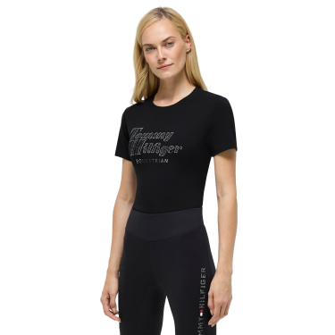 T-shirt met korte mouwen met strass Tommy Hilfiger Equestrian Malibu dames Zwart T-shirt met korte mouwen met strass Tommy Hilfiger Equestrian Malibu dames Zwart