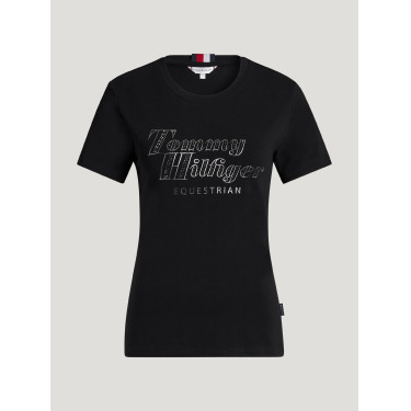 T-shirt met korte mouwen met strass Tommy Hilfiger Equestrian Malibu dames Zwart T-shirt met korte mouwen met strass Tommy Hilfiger Equestrian Malibu dames Zwart
