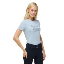 T-shirt manches courtes strass Tommy Hilfiger Equestrian Malibu femme Sweet blue Bleu