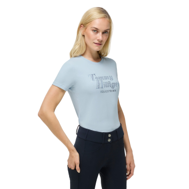 T-shirt manches courtes strass Tommy Hilfiger Equestrian Malibu femme Sweet blue Bleu