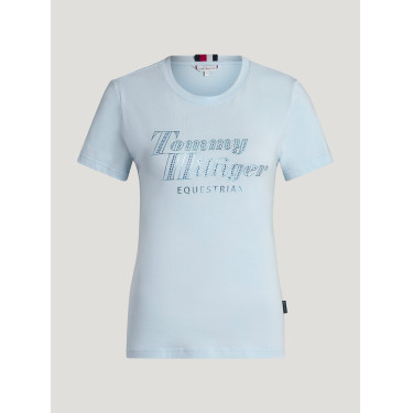 T-shirt met korte mouwen met strass Tommy Hilfiger Equestrian Malibu dames Lief blauw