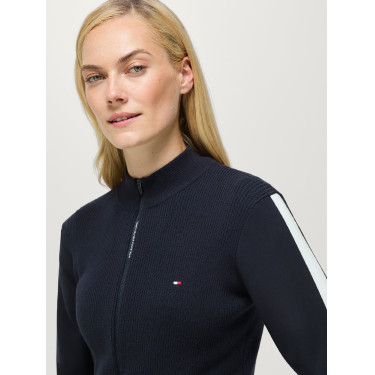 Damesvest met ritssluiting in breiwerk Tommy Hilfiger Equestrian Mirada Woestijnlucht Blauw Damesvest met ritssluiting in breiwerk Tommy Hilfiger Equestrian Mirada Woestijnlucht Blauw