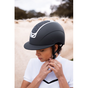 Casque d'équitation ornement en cristal Horze Arix II Noir / noir