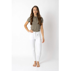 Rijbroek met grip zitvlakken Horze Grand Prix Pro dames Wit / turquoiseblauw Rijbroek met grip zitvlakken Horze Grand Prix Pro dames Wit / turquoiseblauw