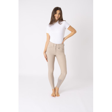 Pantalon d'équitation fond intégral Grip Horze Grand Prix Pro femme Taupe simple Beige