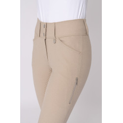 Pantalon d'équitation fond intégral Grip Horze Grand Prix Pro femme Taupe simple Beige