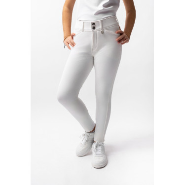 Pantalon d'équitation Grand Prix à fond intégral Silicone enfant Horze Blanc