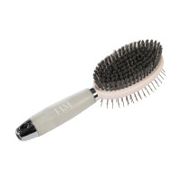 Brosse crinière et queue HKM Gel double face Rose clair / gris clair