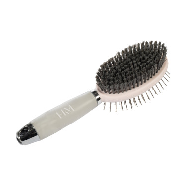 Brosse crinière et queue HKM Gel double face Rose clair / gris clair