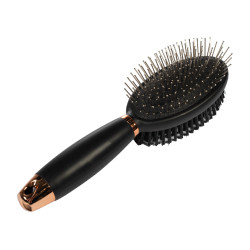 Brosse crinière et queue HKM Gel double face Noir / rosegold