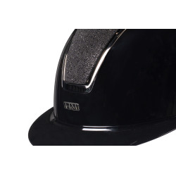HKM Lady Shield glanzende cap Zwart / zilverkleurig