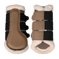 HKM Comfort Premium Mesh beenbeschermers met bont Taupe Bruin