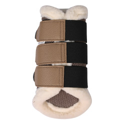 HKM Comfort Premium Mesh beenbeschermers met bont Taupe Bruin