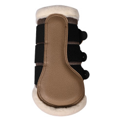 HKM Comfort Premium Mesh beenbeschermers met bont Taupe Bruin