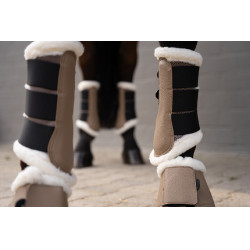 HKM Comfort Premium Mesh beenbeschermers met bont Taupe Bruin