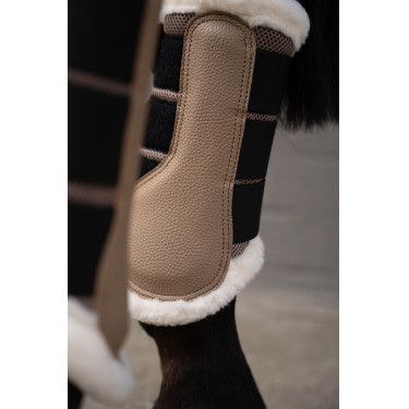 Guêtres HKM Comfort Premium Mesh avec fourrure Taupe Marron