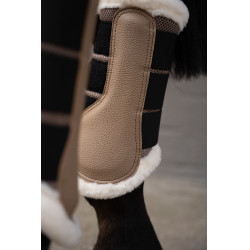 HKM Comfort Premium Mesh beenbeschermers met bont Taupe Bruin