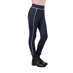 Legging HKM Maui fond intégral en silicone enfant Bleu profond
