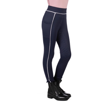 Legging HKM Maui fond intégral en silicone enfant Bleu profond