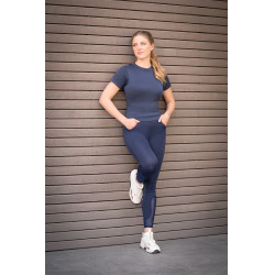 HKM Mesh II legging dames met fullseat van siliconen Diepblauw