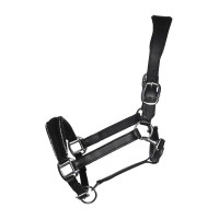 Licol en cuir HKM Glamour Noir / argenté