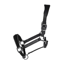 Licol en cuir HKM Glamour Noir / argenté