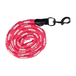 Longeerlijn HKM Maui met musketonhaak Roze / wit Longeerlijn HKM Maui met musketonhaak Roze / wit