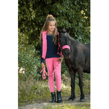 Longeerlijn HKM Maui met musketonhaak Roze / wit Longeerlijn HKM Maui met musketonhaak Roze / wit