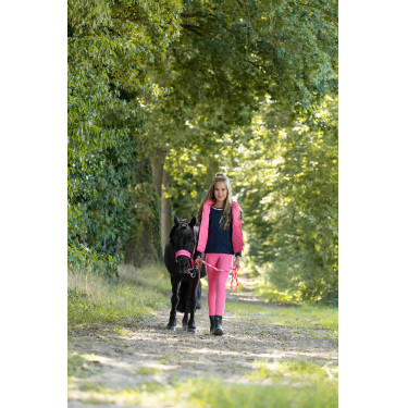 Longeerlijn HKM Maui met musketonhaak Roze / wit Longeerlijn HKM Maui met musketonhaak Roze / wit