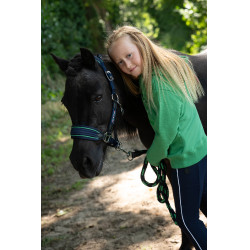 Longeerlijn HKM Maui met musketonhaak Donkerblauw / groen Multicolor