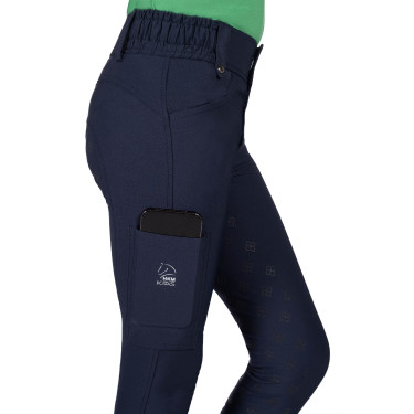 Pantalon HKM Maui fond intégral en silicone enfant Bleu profond